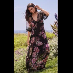 NWT Johnny Was Lizzy Silk Ruffle Maxi Dress Juliette Size Medium